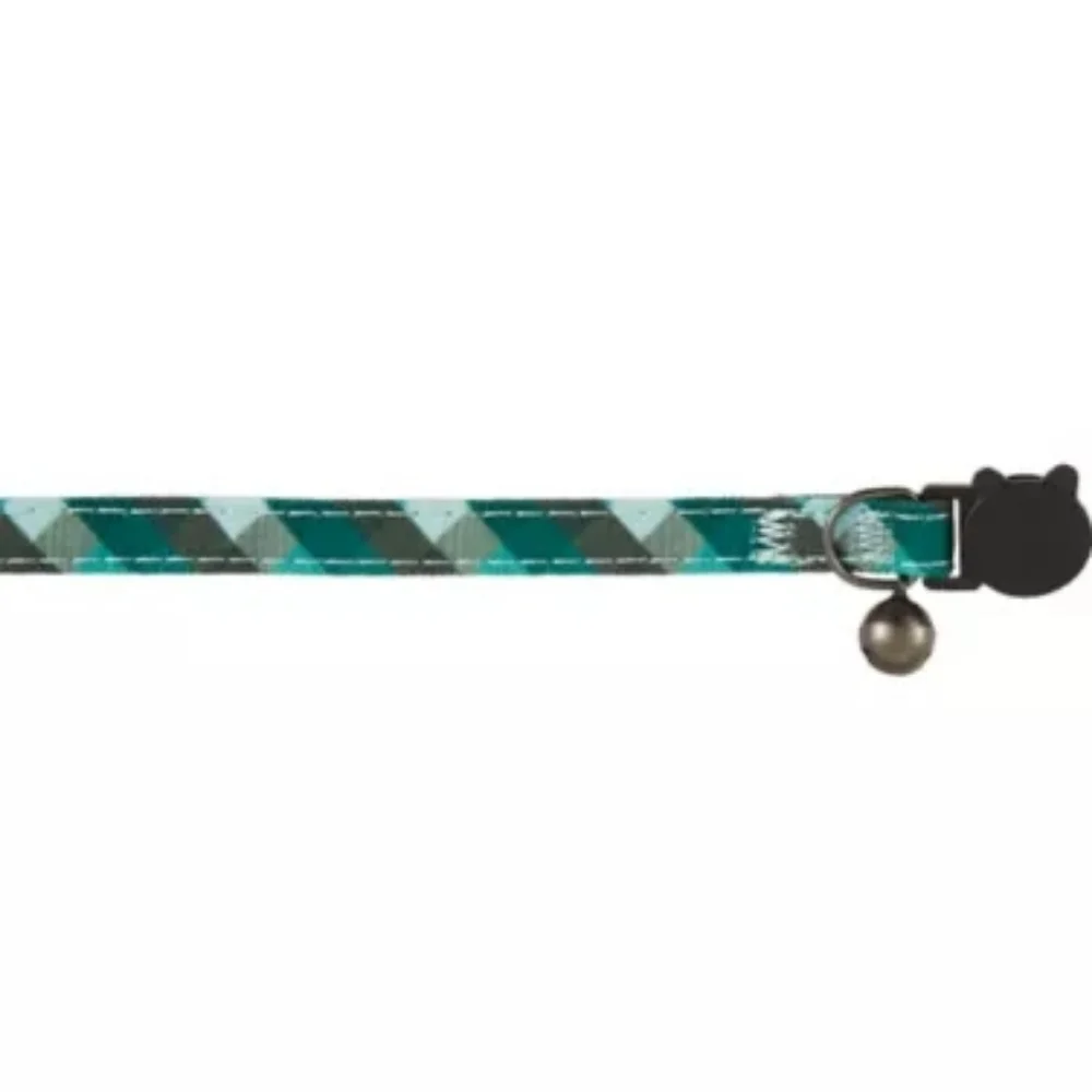 Whisker City Exclusive Green Plaid Easy Release Adult Cat Collar (8in-12in) NWT